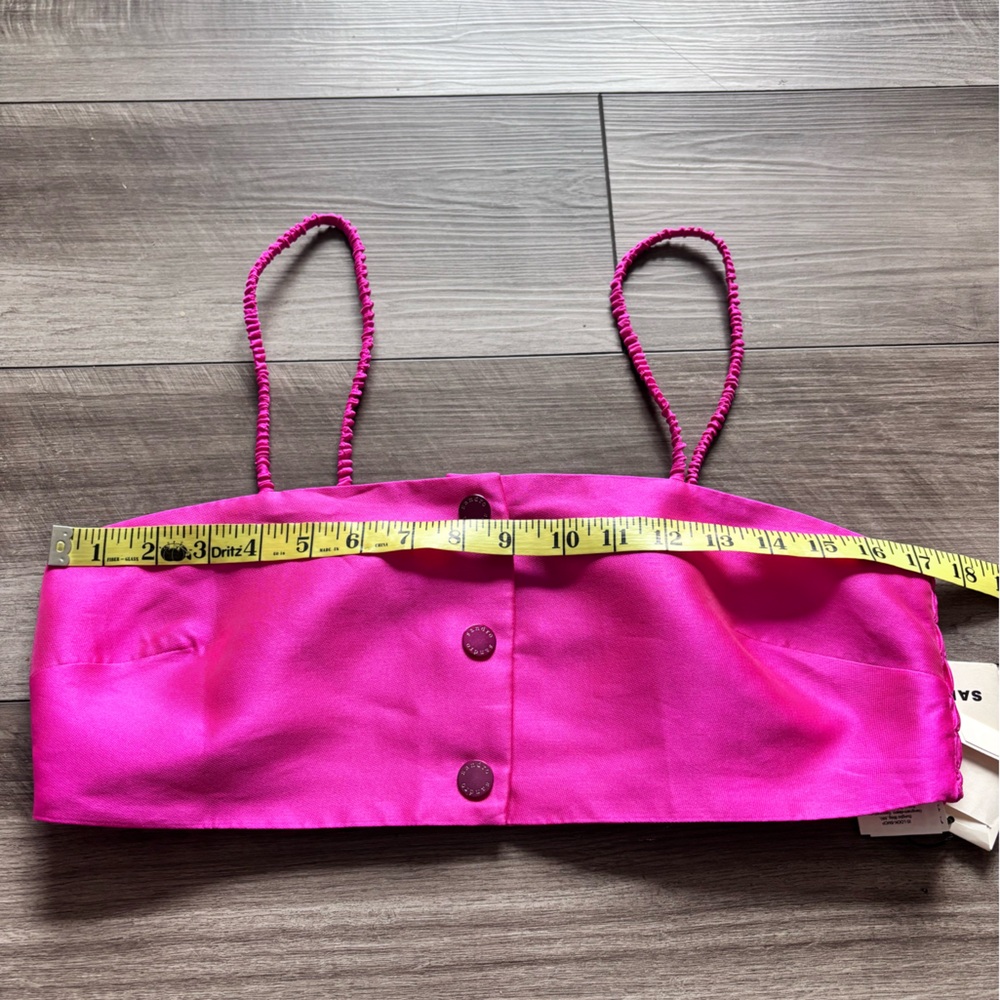Sandro Hot Pink Satin Braided-Strap Crop Top 3 large - Picture 7 of 10